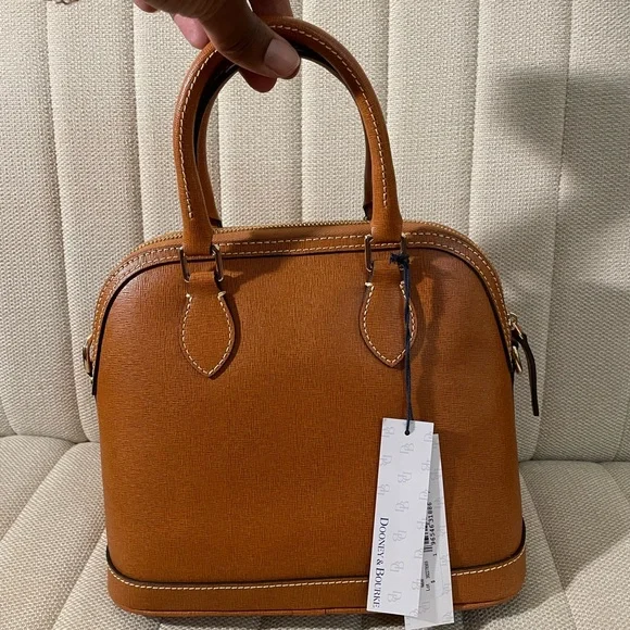 Dooney & Bourke Saffiano Leather Satchel Small Dome Bag Tan Brown NWT - Picture 3 of 7